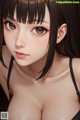 Anime girl with long black hair and brown eyes.